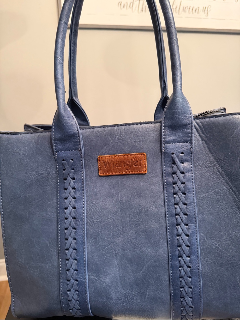 Wrangler Slate Blue Braided-Detail Tote